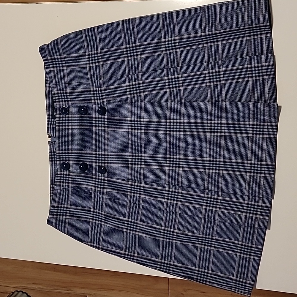 Tommy Hilfiger Navy Plaid A-line Skirt